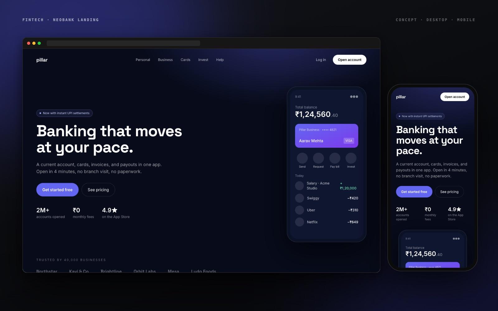 Neobank Landing Page