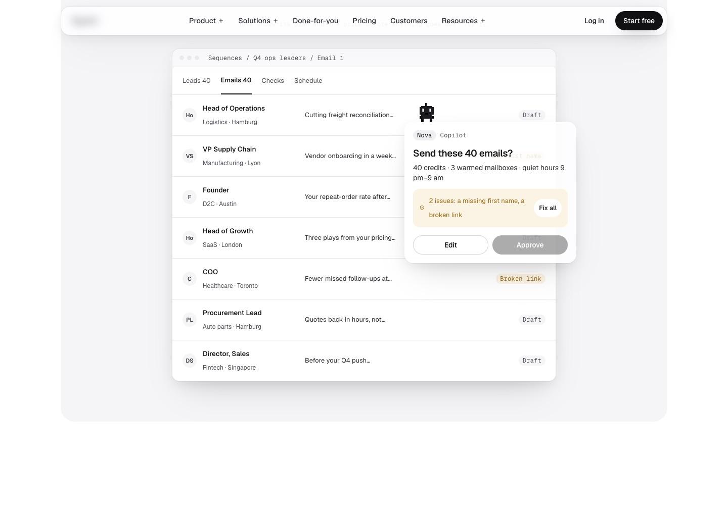Nova Approval Flow — interface screen